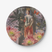 Maagd Vrouw Portret Antiek Kleurrijke Rijk Papieren Bordje (Voorkant)