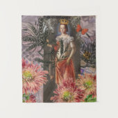 Maagd Vrouw Portret Antiek Kleurrijke Rijk Wandkleed (Voorkant)