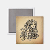 Maagd Zodiac Antieke Uiterlijk Magneet (Voorkant / Achterkant)