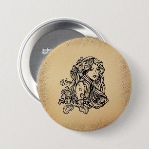 Maagd Zodiac Antieke Uiterlijk Ronde Button 7,6 Cm