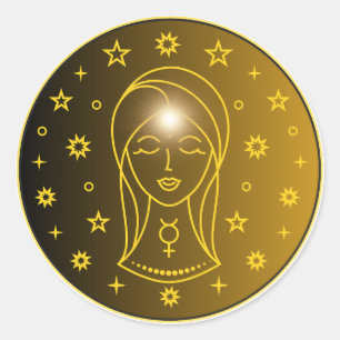 Maagd Zodiac Embleem Minimaal Hemels Symbool Ronde Sticker