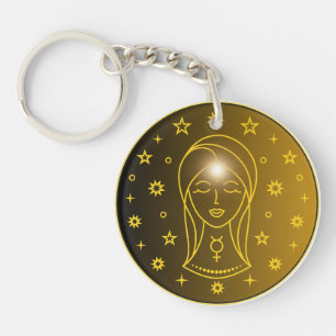 Maagd Zodiac Embleem   Minimaal Hemels Symbool Sleutelhanger