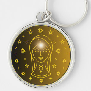 Maagd Zodiac Embleem   Minimaal Hemels Symbool Sleutelhanger