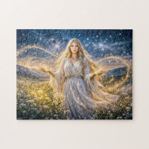 Maagd Zodiac in betoverd nachtslandschap Legpuzzel