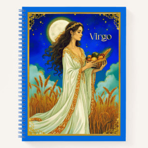 Maagd Zodiac Schoonheid Onder een Nachtelijke Heme Notitieboek