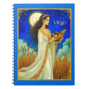 Maagd Zodiac Schoonheid Onder een Nachtelijke Heme Notitieboek