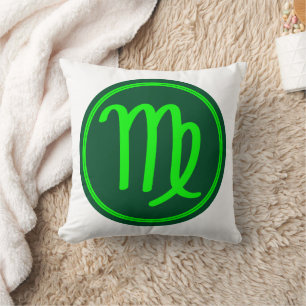 Maagd Zodiac Symbool Groen Contrast Kussen