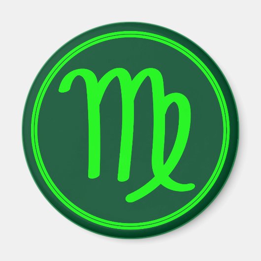 Maagd Zodiac Symbool Groen Contrast Magneet (Voorkant)