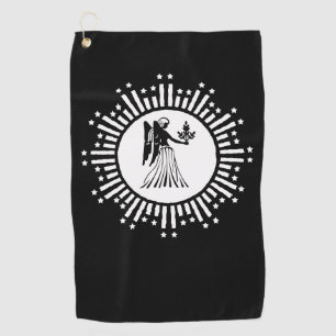 Maagd Zodiac-symbool met sterren & stralende zonne Golfhanddoek
