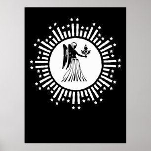 Maagd Zodiac-symbool met sterren & stralende zonne Poster