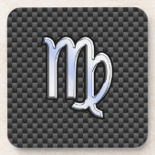 Maagd Zodiac-teken Houtskool Koolstofvezelprint Bier Onderzetter (Voorkant)