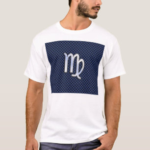Maagd Zodiac-teken in Navy Blue Koolstofvezel Stij T-shirt