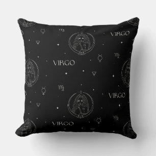 Maagd Zodiacpatroon in Zwart en Wit Kussen