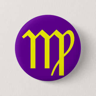 MAAGD, ZODIAKTEKEN RONDE BUTTON 5,7 CM