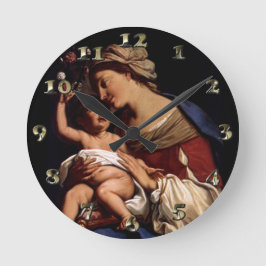Maagdenbloem Mary en Baby Child Jesus-Sirani Ronde Klok