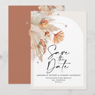 Maagdenboviene botanische terracotta pampasgras save the date