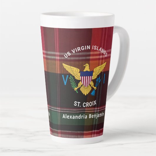 Maagdeneilanden vlag St. Croix Madras personaliser Latte Mok (Rechterhoek)