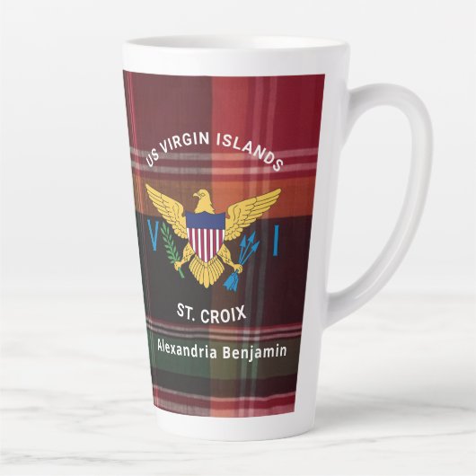 Maagdeneilanden vlag St. Croix Madras personaliser Latte Mok (Rechts)