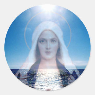 Maagdenmaagd Maria over de oceaan Ronde Sticker
