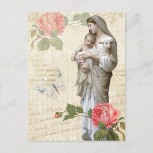 Maagdenmaagd Maria Rozen Religieuze Vintage Briefkaart