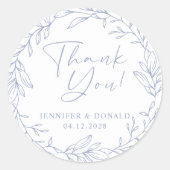 maagdenpalmbloem eenvoudig dank u bruiloft ronde sticker (Voorkant)