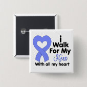 Maagkanker ik loop naar mijn heldhaftigheid vierkante button 5,1 cm (Voorkant /achterkant)