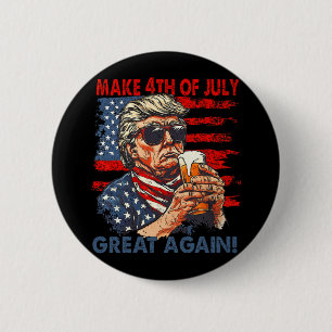 Maak 4 juli weer een geweldige trump Mannen Drink Ronde Button 5,7 Cm