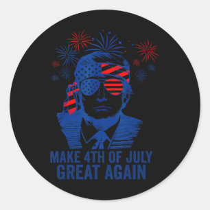 Maak 4 juli weer geweldig Mannen American Flag Fun Ronde Sticker