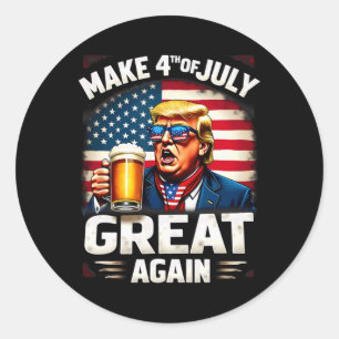 Maak 4 juli weer geweldig Trump Beer Drink 1 Ronde Sticker
