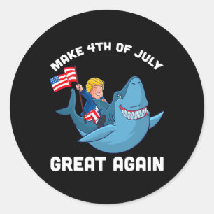 Maak 4 juli weer groot Donald Trump Haai Ronde Sticker