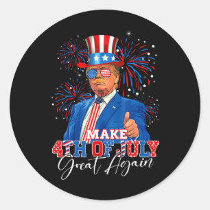 Maak 4 juli weer groot patriottisch vuurwerk ronde sticker