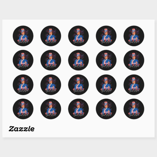 Maak 4 juli weer groot patriottisch vuurwerk ronde sticker (Vel)
