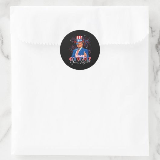 Maak 4 juli weer groot patriottisch vuurwerk ronde sticker (Tas)