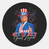 Maak 4 juli weer groot patriottisch vuurwerk ronde sticker (Voorkant)