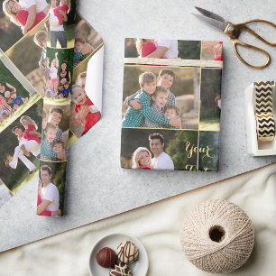 Maak 6 Foto Collage Verjaardag Kerstmis Trouwfeest Cadeaupapier