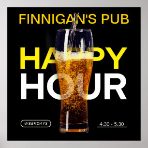 Maak aan Bar Pub Openbare Huis Happy Hour Bier  Poster