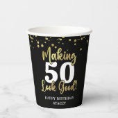 Maak AGE er goed uitzien Black Gold Verjaardag Papieren Bekers (Achterkant)