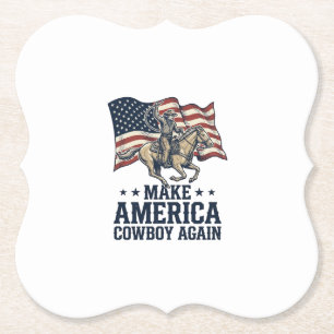 Maak Amerika Cowboy Opnieuw Patriottisch Western T Kartonnen Onderzetters