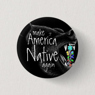 Maak Amerika Native Again Ojibwe Bloemen Zwart Bee Ronde Button 3,2 Cm