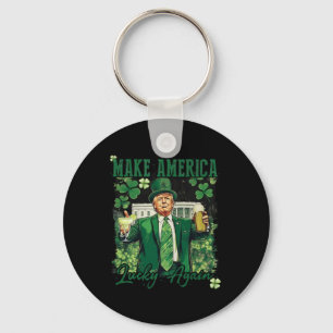 Maak Amerika weer gelukkig grappig Trump St Patric Sleutelhanger