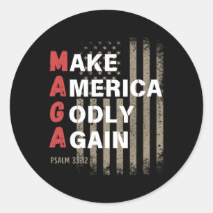 Maak Amerika weer godvruchtig Psalm 33 Ronde Sticker