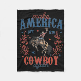 Maak Amerika Western Cowboy Weer Retro 4 juli Fleece Deken