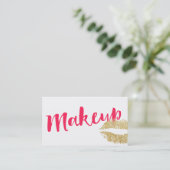 Maak artistieke Gold Lips Modern Red Script Plain Visitekaartje (Staand voorkant)