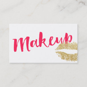 Maak artistieke Gold Lips Modern Red Script Plain Visitekaartje