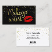 Maak artistieke rode lips modern Gold 3D script Visitekaartje (Voorkant / Achterkant)