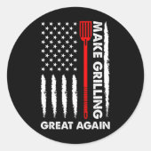 Maak Barbecuing Geweldig 4 juli Fun BBQ Pitmaster Ronde Sticker (Voorkant)