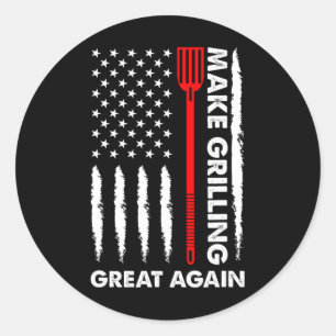 Maak Barbecuing Geweldig 4 juli Fun BBQ Pitmaster Ronde Sticker