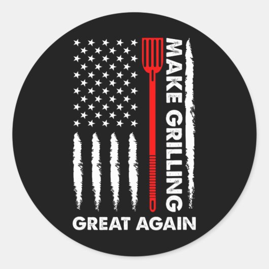 Maak Barbecuing Geweldig 4 juli Fun BBQ Pitmaster Ronde Sticker (Voorkant)