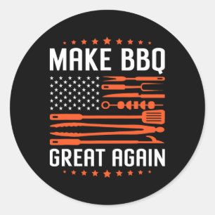 Maak BBQ weer geweldig Amerikaanse vlag Trump gril Ronde Sticker