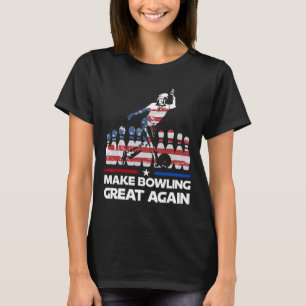 Maak Bowling Groots Again Grappig Trump Us Vlag Bo T-shirt